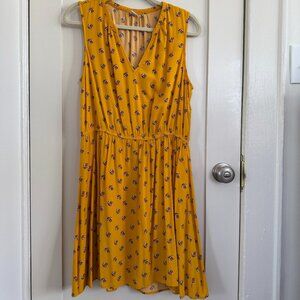 Old Navy Fit & Flare Mustard Floral Dress